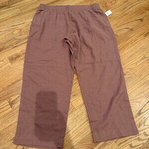 OLD NAVY WOMENS BROWN HIGH RISE LARGE PETITE STRAIGHT LEG COMFORT WAITBAND PULL